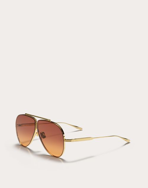 Valentino - Xvi - Marco De Titanio Con Tachuela Estilo Aviador - Dorado/​degradé De Violeta A Naranja - Unisexo - Gafas De Sol