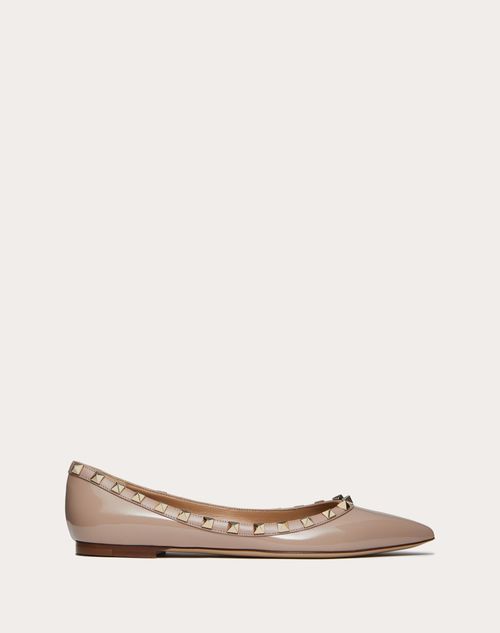 Patent Rockstud Ballet Flat for Woman in Poudre | Valentino ID Patent Rockstud Ballet Flat for Woman in Poudre | Valentino ID