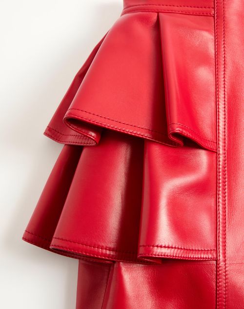 Valentino - Leather Midi Skirt - Red - Woman - Skirts