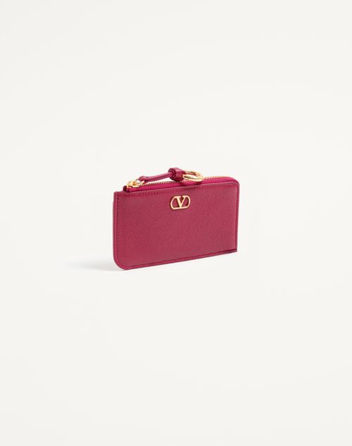 Valentino Garavani - Valentino Garavani Vlogo Signature Zip-around Charm Cardholder In Grainy Calfskin - Insolent - Woman - Accessories