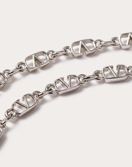 Valentino Garavani - Vlogo Signature Metal Necklace - Palladium - Man - Jewellery