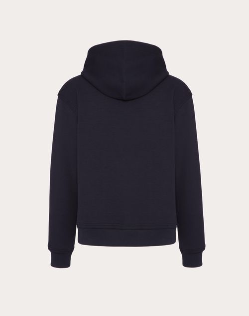 Valentino - Technical Cotton Sweatshirt With Hood And Maison Valentino Tailoring Label - Navy - Man - T-shirts And Sweatshirts