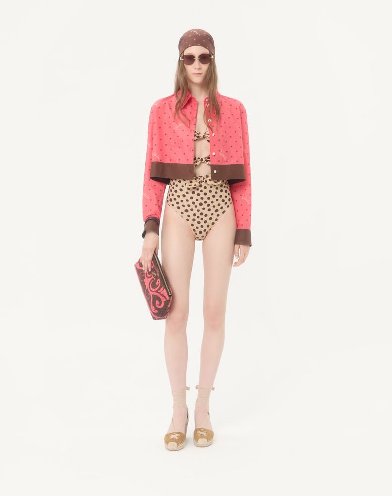 Valentino Lycra One-Piece Swimsuit In Plus De Pois Dalmata Polka Dot Woman Beige/Chocolate L