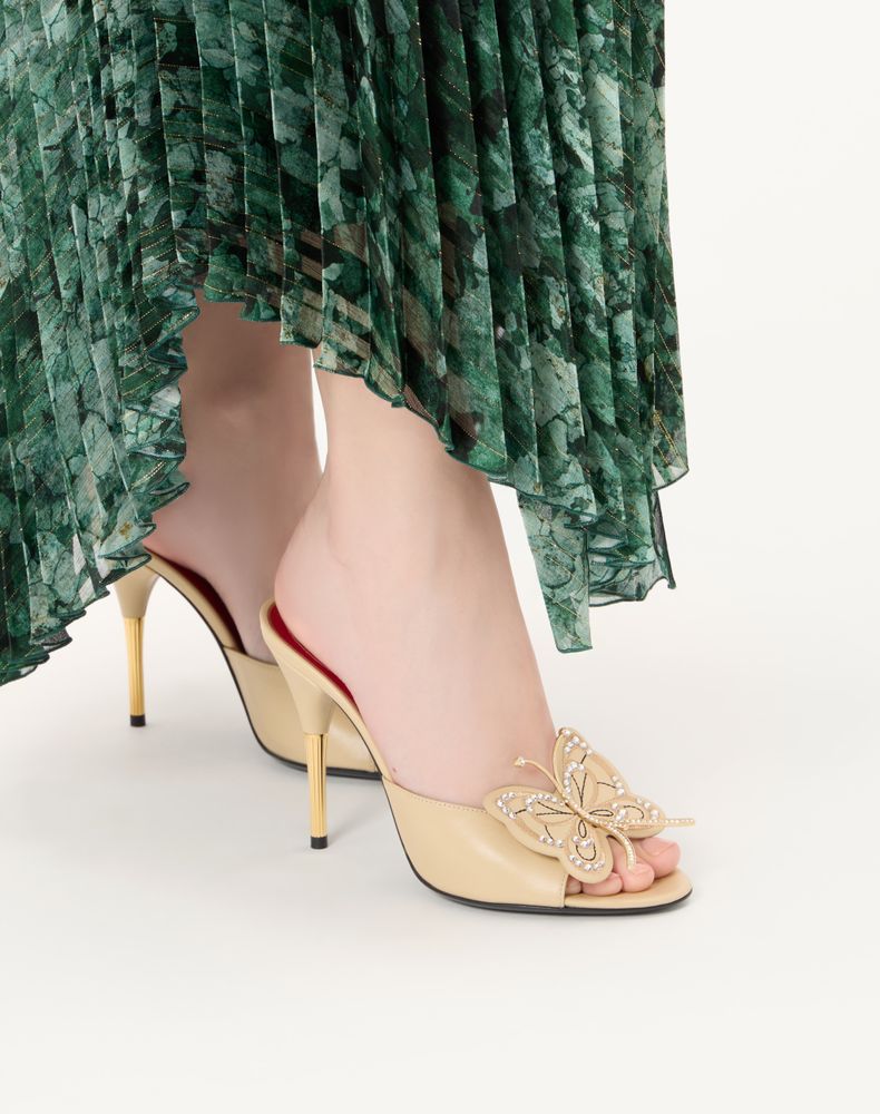 Valentino Garavani Flutterby Kidskin Slide Sandal With Butterfly Detail 105Mm Woman Rope 39.5
