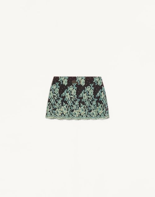Valentino - Short Lace Skirt - Chocolate/turquoise - Woman - Skirts