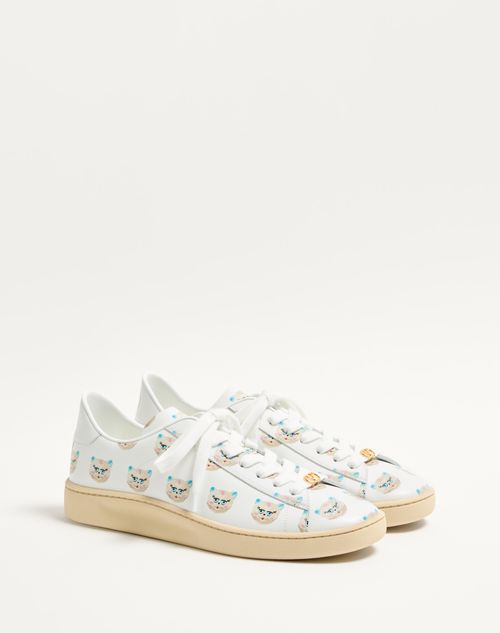 Valentino Garavani - Royco Trainer In Nappa Calfskin With Le Chat De La Maison Pattern - White - Man - Trainers
