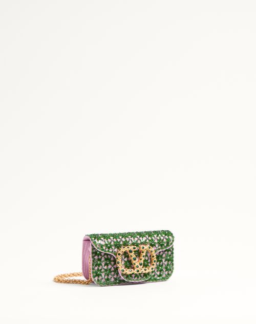 Valentino Garavani - Valentino Garavani Locò Small Embroidered Shoulder Bag With Jewel Logo - Emerald - Woman - Shoulder Bags