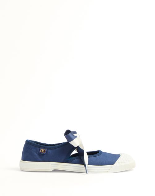 Valentino Garavani - Bay By Bay Ballerina Sneakers In Canvas - Blue/ivory - Woman - Shoes