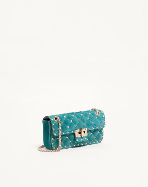 Valentino Garavani - Valentino Garavani Rockstud Spike Small Shoulder Bag In Suede - Aquamarine - Woman - Shoulder Bags
