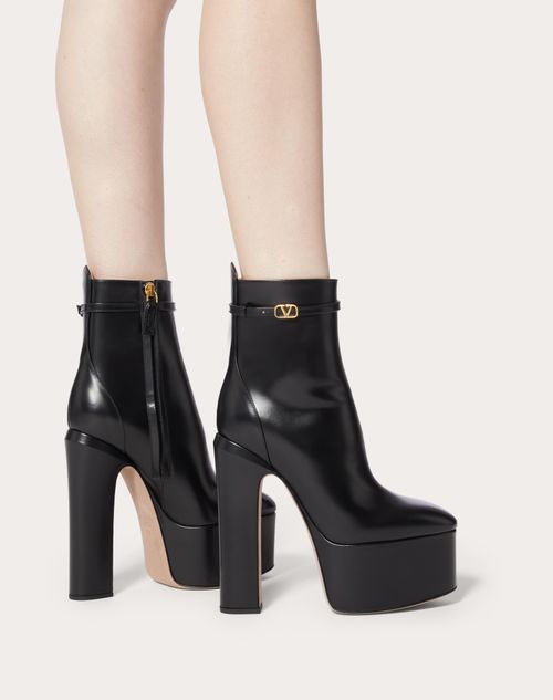 Faux Patent Leather Platform Ankle Boots