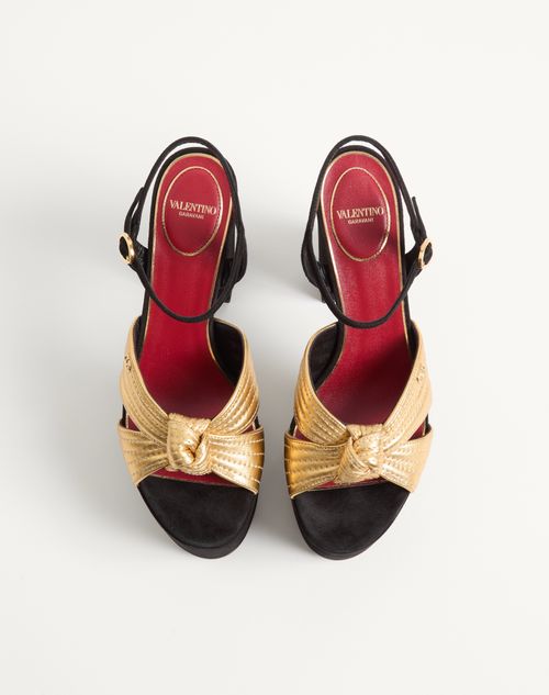 Valentino Garavani - Crasher Suede Platform Sandal 125mm - Black/gold - Woman - Sandals