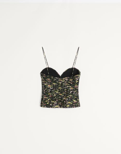 Valentino - Top De Light Georgette Con Estampado Papier Floral Rose Ramage - Negro - Mujer - Camisas Y Tops