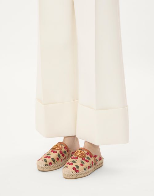 Valentino Garavani - Vlogo Signature Mule With Cherryfic Motif 25mm - Natural/red - Woman - Gifts For Her