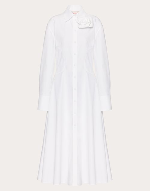 Valentino - Robe Chemise En Popeline Compacte - Blanc - Femme - Robes