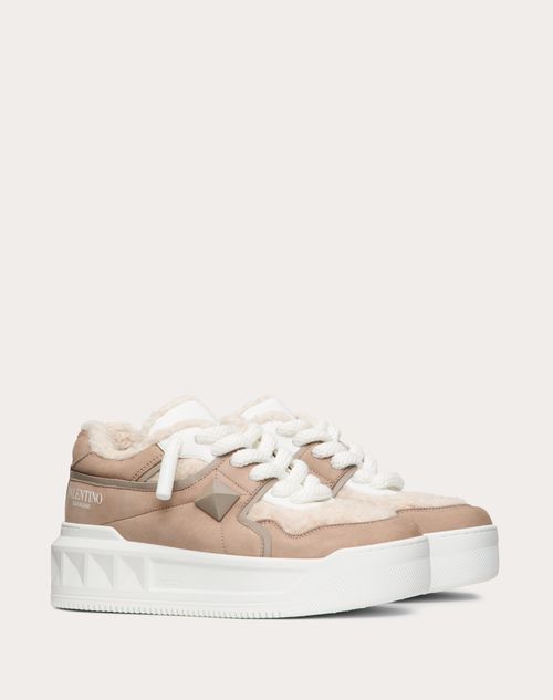 Valentino Garavani - Sneaker One Stud Xl In Nabuk E Lana - Beige/naturale/bianco - Donna - Sneakers