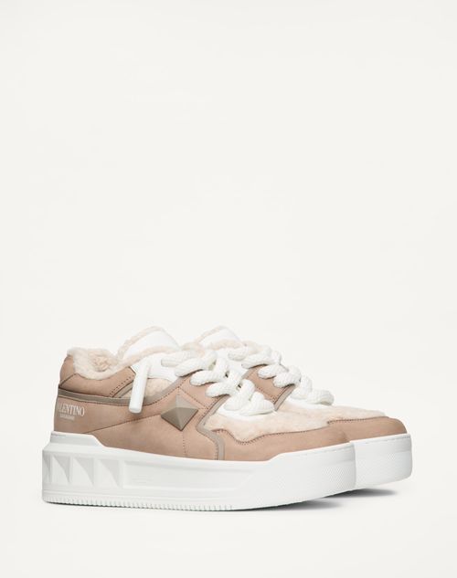 Valentino Garavani - One Stud Xl Nubuck And Wool Sneaker - Moon Taupe - Woman - Sneakers