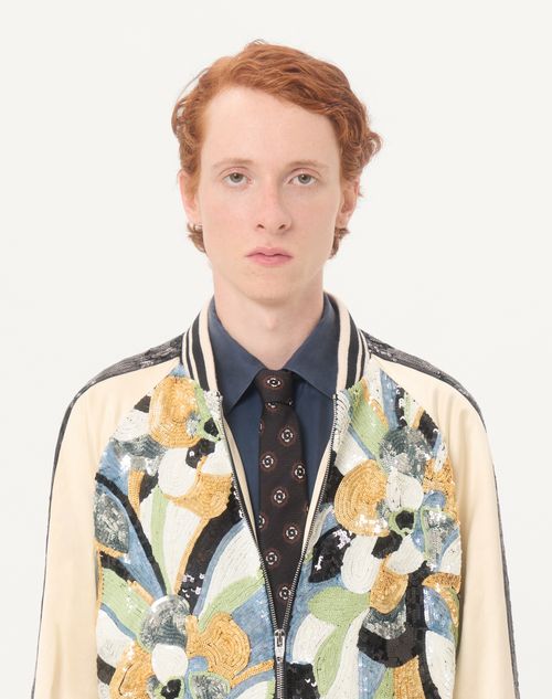 Valentino - Valentino Souvenir Silk Jacket With Embroidered Sequins - Multicolour - Man - Outerwear