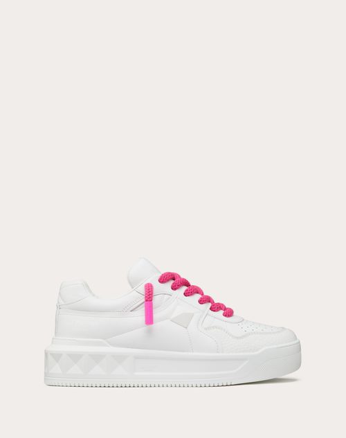 Valentino Garavani - One Stud Xl Nappa Leather Low-top Sneaker - White/pink Pp - Man - Man Shoes Sale