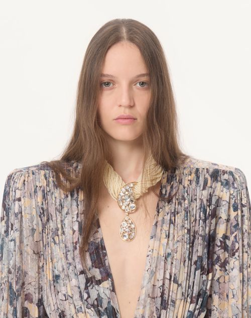 Valentino - Vestido Largo De Pekin Lurex Urbs Mosaïque Con Pliegues - Gris/varios Colores - Mujer - Vestidos De Noche