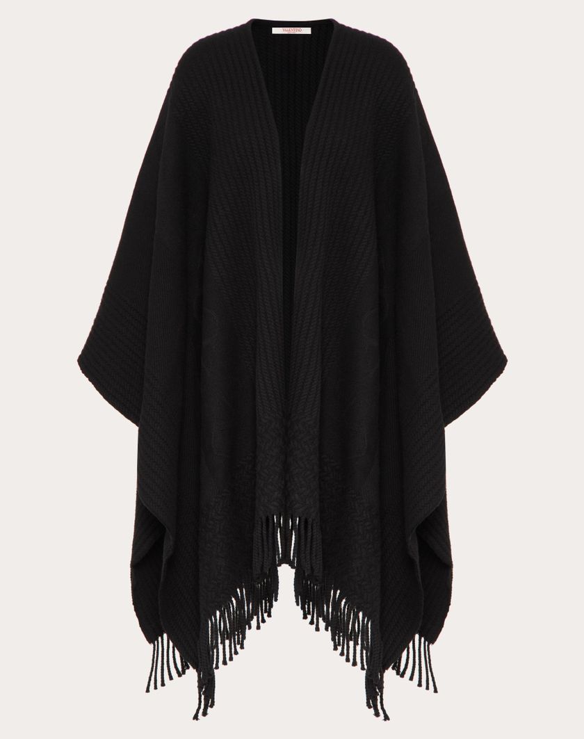 Valentino Handbags Poncho Vlogo Signature In Cachemire per Donna in Nero | Valentino IT