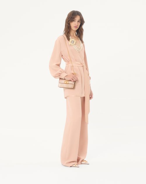 Valentino Garavani - Vlogo Signature Laminated Grainy Calfskin Wallet With Chain - Champagne - Woman - Clutches