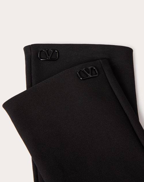 Valentino Garavani - Vlogo Signature Jersey Gloves - Black - Woman - Hats And Gloves
