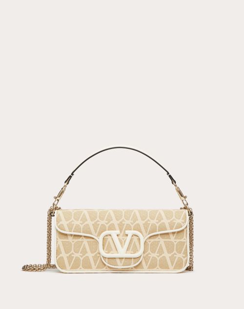 Valentino Garavani - Valentino Garavani Locò Toile Iconographe Raffia Shoulder Bag - Natural/ivory - Woman - Woman Bags & Accessories Sale