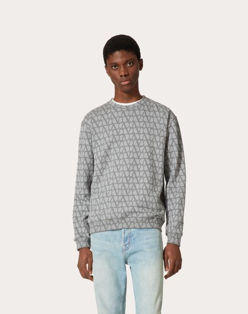 Cotton Crewneck Sweatshirt With Toile Iconographe Print for Man in Grey |  Valentino US