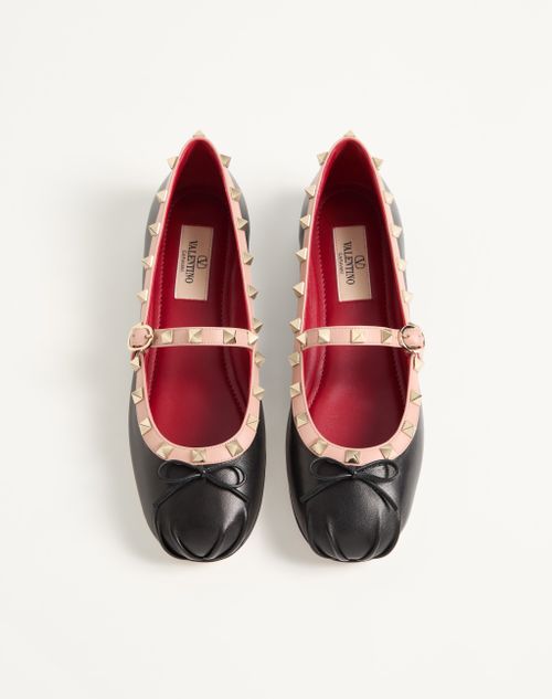 Valentino Garavani - Mary-jane Rockstud Ballerina In Nappa 05mm - Black - Woman - Ballerinas