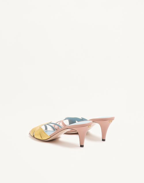 Valentino Garavani - Foliefoliage Slide Sandal In Kidskin 65mm - Pink - Woman - Sandals