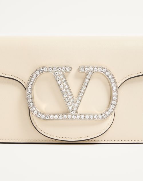 Valentino Garavani - Petit Sac Porté Épaule Valentino Garavani Locò Avec Logo Bijou - Ivoire - Femme - Sacs Porté Épaule