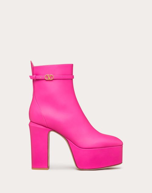 Valentino Garavani - Valentino Garavani Tan-go Platform Ankle Boot In Calfskin 120mm - Pink Pp - Woman - Boots