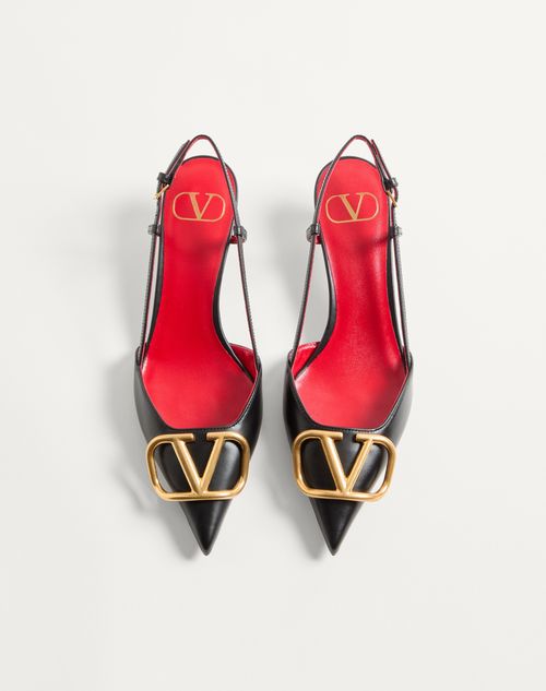 Valentino Garavani - Vlogo Signature Calfskin Slingback Pump 40mm / 1.6 In. - Black - Woman - Vlogo Signature