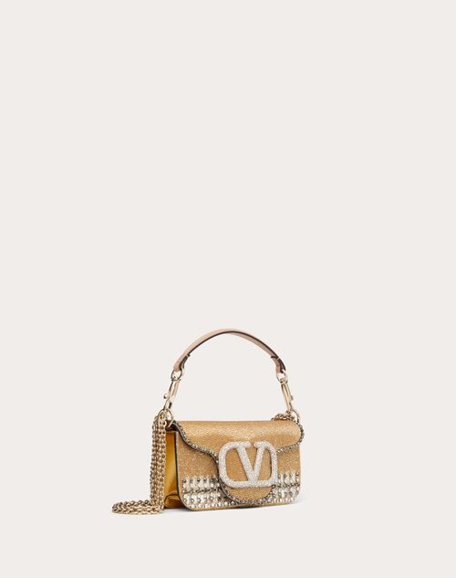Valentino Garavani - Locò Embroidered Small Shoulder Bag - Gold Crystal/antique Brass - Woman - Valentino Garavani Loco