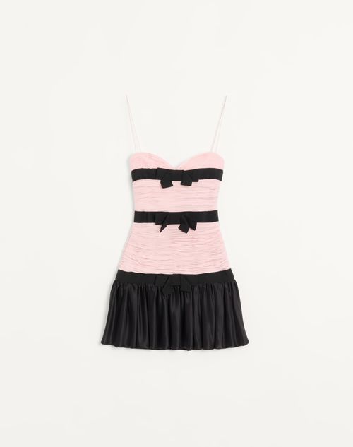 Valentino - Short Light Georgette Dress - Black/pink - Woman - Ready To Wear