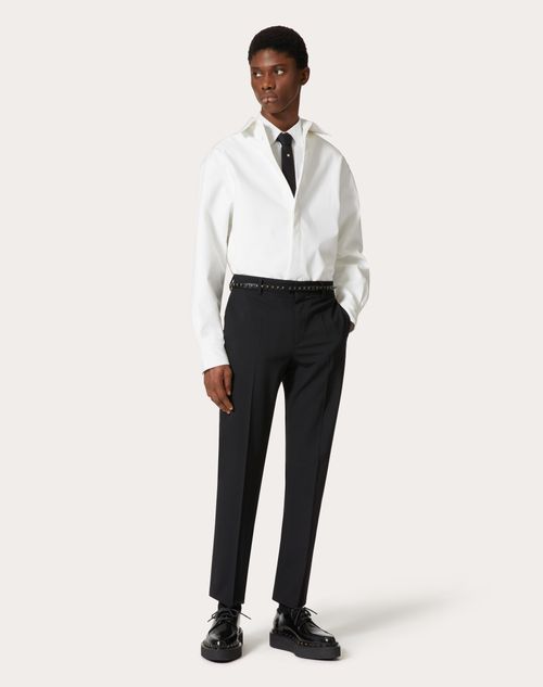 Valentino - Cotton Poplin Shirt Jacket - White - Man - Shelf - Mrtw Black Tie