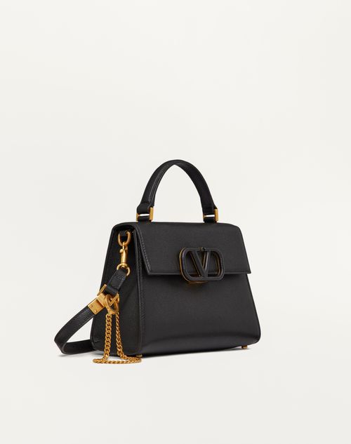 Valentino Garavani - Small Vsling Grainy Calfskin Handbag - Black - Woman - Top Handle Bags