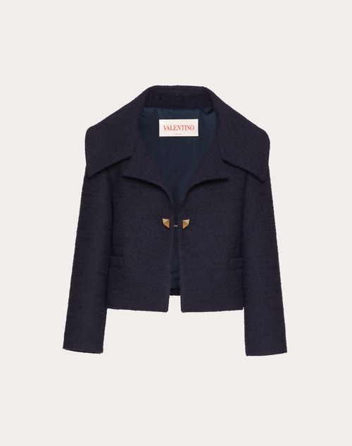 Valentino - Giacca In Crisp Tweed - Navy - Donna - Giacche E Caban