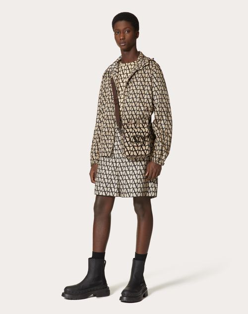Valentino - Nylon Windbreaker With Toile Iconographe Print - Beige/black - Man - Ready To Wear