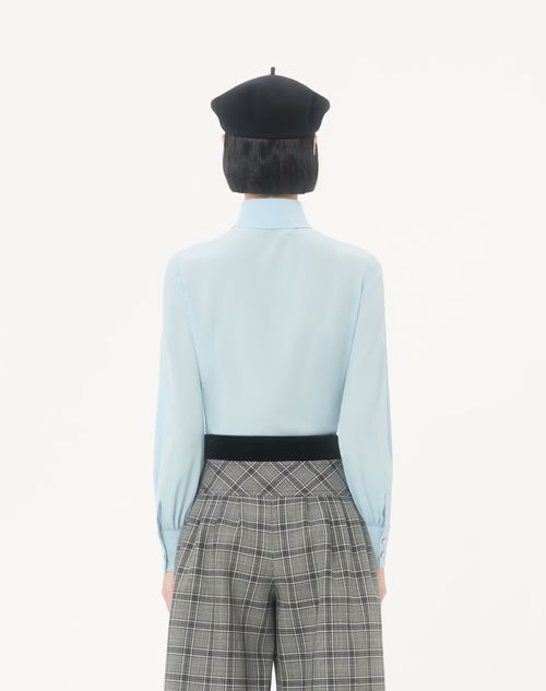 Valentino - Crepe De Chine Shirt - Sky Blue - Woman - Shirts And Tops