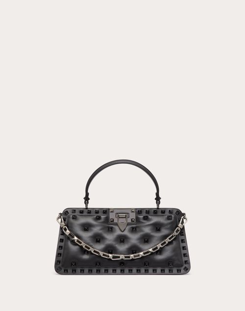 Valentino Garavani - Bolso De Mano Rockstud De Cuero Napa Acolchado - Negro - Mujer - Bolsos Con Asa Superior