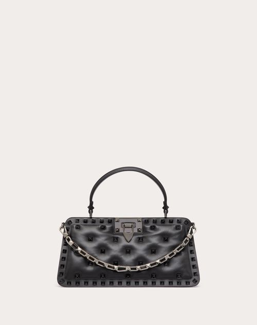 Valentino Garavani - Rockstud Padded Nappa Handbag - Black - Woman - Top Handle Bags