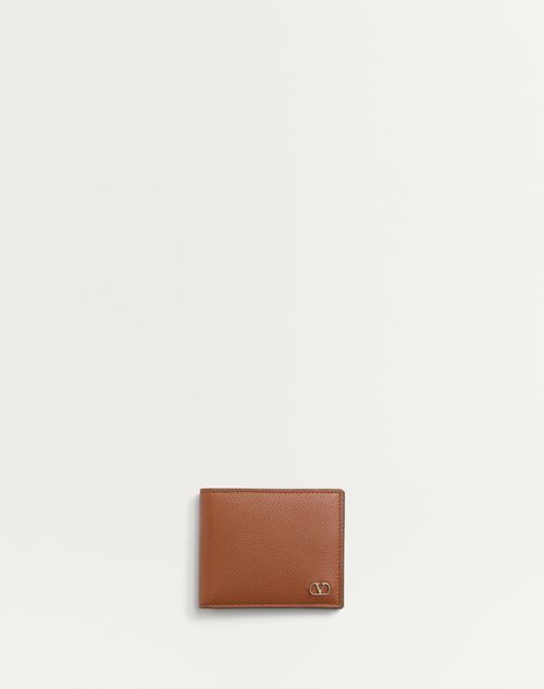 Valentino Garavani - Vlogo Signature Grainy Calfskin Wallet - Saddle Brown - Man - Accessories