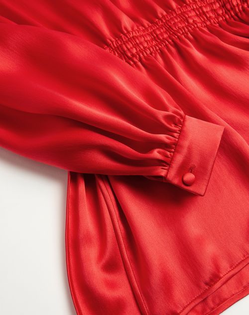 Valentino - Double Satin Top - Bright Orange/black - Woman - Shirts And Tops