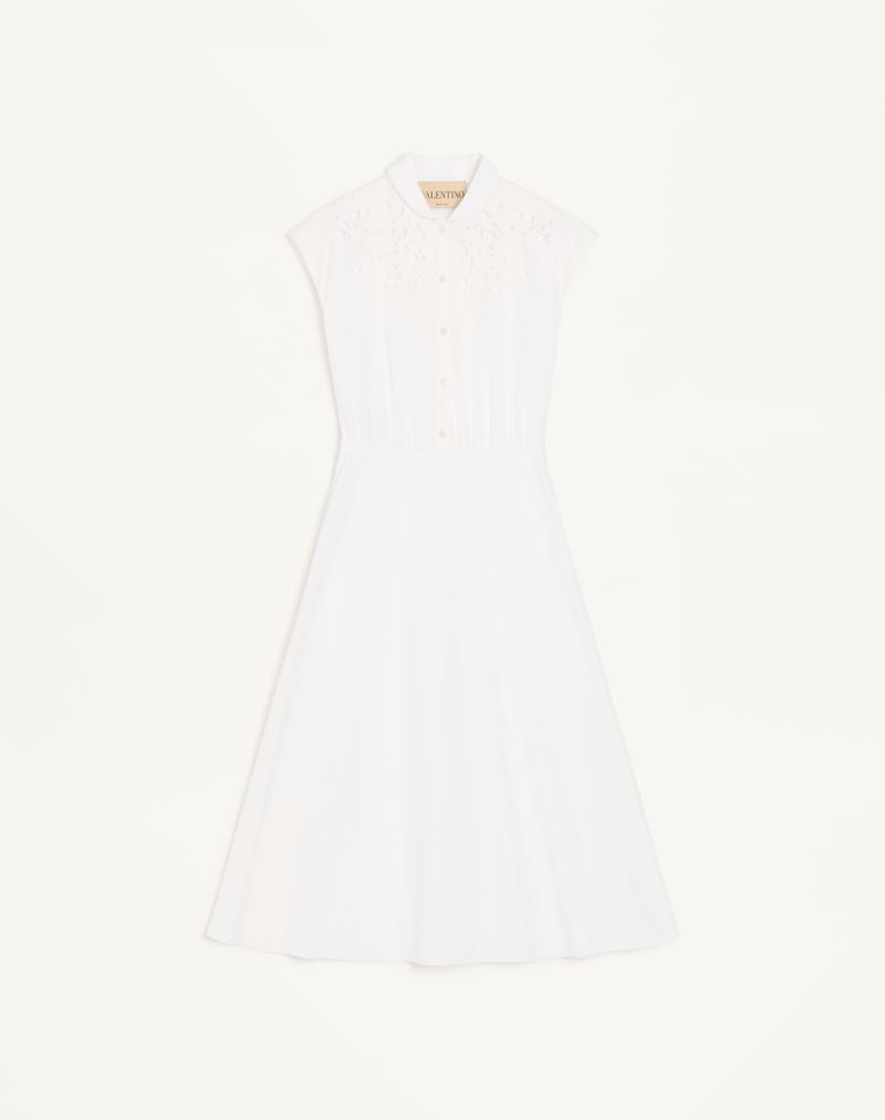 VALENTINO エンブロイダリーポプリン ミディドレス