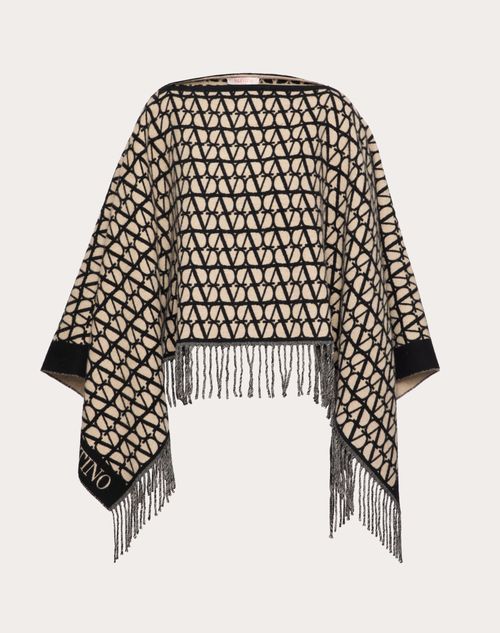 Valentino Garavani - Toile Iconographe Wool Poncho - Beige/black - Woman - Ready To Wear