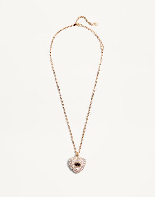 Valentino Garavani - Coeur Royal Necklace In Metal, Enamel And Swarovski® Crystals - Gold/black/crystal - Woman - Jewellery