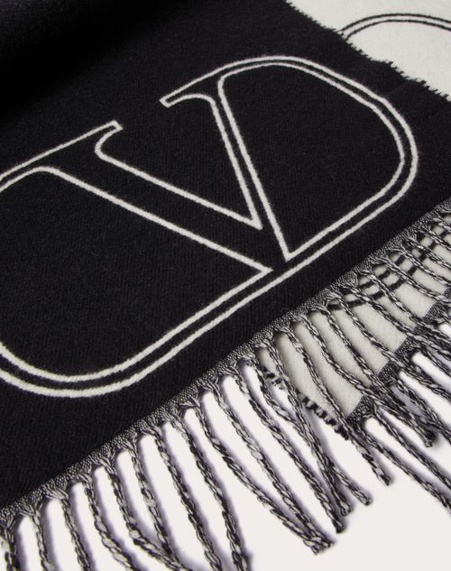 Valentino Garavani - Vロゴ シグネチャー ウール X カシミア スカーフ - ブラック/アイボリー - メンズ - Soft Accessories - M Accessories