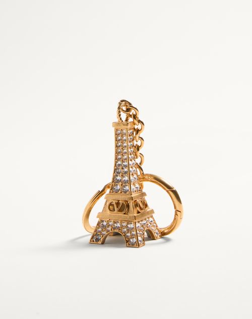 Valentino Garavani - Chez Valentino Bag Charm With Key Ring In Metal, Enamel, And Crystals - Antique Brass - Woman - Shelf - W Acc - Keyrings And Bag Charms