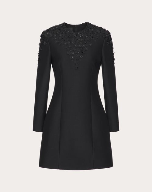 Valentino - Besticktes Kurzes Crepe Couture Kleid - Schwarz - Frau - Kleider